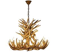 LFONDIGE Lustre Rustique à 9 lumières en Bois de cerf, Style Ferme Vintage, Suspension Lumineuse décorative pour Salon, Salle à Manger, loft, plafonnier