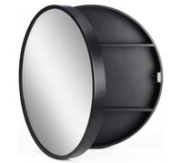LFONDIGE Miroir de Maquillage Mural Rond Noir pour Salle de Bain, Miroir Rond avec Support de Rangement, Armoire de Salle de Bain avec Miroir (70 cm)