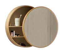 LFONDIGE Miroir de Maquillage Rond en Bois pour Salle de Bain, Armoire de Salle de Bain Murale avec Porte coulissante (70 cm/27,99 $)
