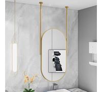 LFONDIGE Miroir de Salle de Bain pour lavabo, doré, Fixation Plafond avec Double Bras - Bras Personnalisable, Miroir Mural décoratif pour Maison ou hôtel, Ovale (Taille : 50 cm x 70 cm)