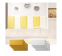 LFONDIGE Rembourrage Mural 3D Anti-Collision pour Enfants, Panneaux muraux rembourrés Auto-adhésifs et insonorisants pour tête de lit, Autocollants muraux Jaunes et Blancs (8 pièces, 30 cm x 30 cm)