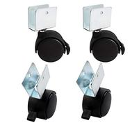 LFONDIGE roulettes pivotantes de 1,5 Pouce, 16/18/20/22 mm, Support en U, roulettes jumelées Noires avec Frein, roulettes en Nylon, capacité de Charge 80 kg, avec vis, 4 pièces (16 mm)