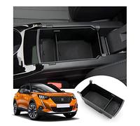 LFOTPP Compatible avec Peugeot 208 e-208 2008 e-2008 2020-2023 2024 Boîte de rangement de console centrale, Plateau d'accoudoir avec tapis antidérapant, Accessoires de voiture (Noir 2)