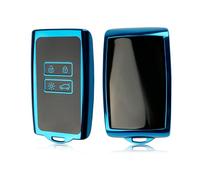 LFOTPP Coque de clé de voiture pour Renault - 4 boutons - TPU - Gel de silice - Pour Clio Koleos Kadjar Sandero Zoe Arkana Austral Duster Sandero Megane E-Tech (bleu pas de trou)