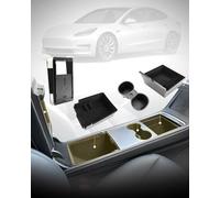 LFOTPP Pour Tesla Model 3 2021-2023 / Tesla Model Y 2021-2024 Organisateur de console centrale + Rangement pour accoudoir + Boîte de rangement + Plateau caché + Porte-gobelets, Accessoires pour Model