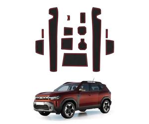 LFOTPP Tapis antidérapants pour Dacia Duster 3 III 2024 2025, tapis de boîte de rangement pour console centrale, tapis de porte-gobelet, tapis antidérapant pour fente de portière Duster P1310 (Rouge)