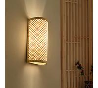 Lfoute Applique Murale Rétro Applique En Bambou Rotin Lampe De Hall Rétro Intérieur E27 Bois Plafonnier Applique Pour Salle À Manger Chambre Salon Loft Couloir 2 Flammes