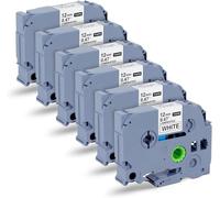 LFPERT Relpace Lot de 6 rubans d'étiquettes Brother P Touch 12 mm 0,47 mm laminés blancs TZe-231 Tz 231 compatibles avec étiqueteuse Brother PT-D210 D220 D410 D600 H110 1280