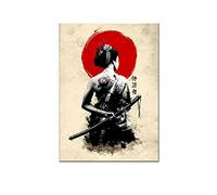 LFREG Tableau Decoration Murale Salon Japonais samouraï Toile Tableau Peinture Moderne Femme Guerrier Murale Art Personnage Affiches et Bushido Tatouages décor 50x70cm x1 sans Cadre