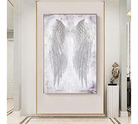 LFREG Tableaux DéCo Muraux Blanc Ange Plume Toile Tableau Peinture Ailes Affiche Et Murale Art Tableaux Salon Maison Chambre DéCor 60x80cm x1 sans Cadre