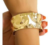 LfrXtra Bracelet punk en métal avec encoche géométrique en V et surfaces martelées pour une mode alternative