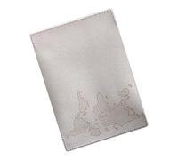 LfrXtra Étui à passeports personnalisé pour carte du monde avec jeu de fils pour documents d'aventure mondiale, Blanc/gris