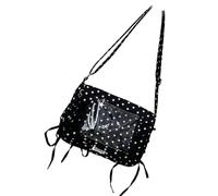 LfrXtra Fashionable Translucent Shoulder Bag with Black Ribbon Accent Spacious Interior Organizers Pockets Unisex Design Oversized Clear Cosplay Bag with Ribbon Detail