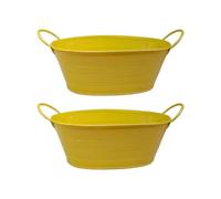 LfrXtra Lot de 2 pots de fleurs ovales en fer avec poignée pour jardin, balcon, décoration de fête