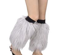 LfrXtra Women Harajuku Furry Leg Warmers Winter Warm Solid Fuzzy Faux Fur Boots Shoes Cuffs Leggings Covers Socks Party Costume Fur Leg Warmers