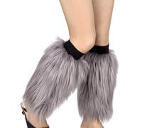 LfrXtra Women Harajuku Furry Leg Warmers Winter Warm Solid Fuzzy Faux Fur Boots Shoes Cuffs Leggings Covers Socks Party Costume Fur Leg Warmers