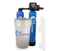 LFS CLEANTEC IWD 1000 Système d'adoucissement double pour 3 à 4 personnes, maison multifamiliale, eau douce en continu sans pause de régénération, jusqu'à 1,4 m³/h, kit de raccordement sans bloc de
