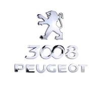 LFXLDS Autocollant Embleme Hayon Arrière Kit pour Peugeot 3008 2009-2013,Argent Logo Lettres Numéro Insigne Coffre Tronc Porte 3D Chrome Métal Décoratifs Extérieur Accessoires,Just Peugeot Emblem