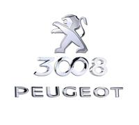LFXLDS Autocollant Embleme Hayon Arrière Kit pour Peugeot 3008 2013-2016,Argent Logo Lettres Numéro Insigne Coffre Tronc Porte 3D Chrome Métal Décoratifs Extérieur Accessoires,Just Peugeot Emblem
