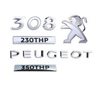 LFXLDS Autocollant Embleme Hayon Arrière Kit pour Peugeot 308 2011 2012 2013,Argent Logo Lettres Numéro Insigne Coffre Tronc Porte 3D Chrome Métal Décoratifs Extérieur Accessoires,Just 308 Emblem