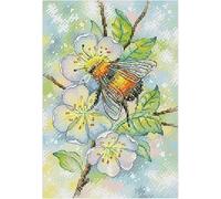 Lfynior Kit Point de Croix Imprimé Petite abeille 11CT Broderie à la Main 40cmX50cm DIY Kit de Couture à la Main Compté pré imprimé Broderie Enfant Débutant Débutant Adulte
