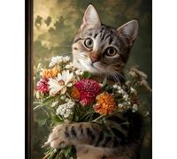 LFYNIORS DIY Kit Broderie Perle Chats De Dessins Animés,Animaux Et Fleurs Kits De Broderie De Perles 11Ct Kit De Point De Croix Estampé De Perle Pour Adultes Débutants 40x50cm