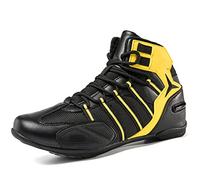 Lfzhjzc Chaussures Moto Homme, Respirantes avec Protections Bottes Moto, Semelle Caoutchouc Antidérapante, Cadeaux Motard Homme, Supporte Moto Country (Color : Yellow, Size : 43 EU)
