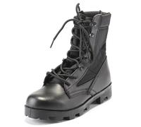 Lfzhjzc Hommes Respirant Tactique Militaire Combat Bottes Zip latéral Cuir Léger Trekking armée Jungle Bottes Desert Boots(Black,42 EU)