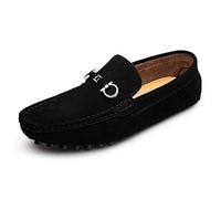Lfzhjzc Mocassins à la Mode pour Hommes, Bout Rond en Daim, Mocassins légers pour Hommes, Faits à la Main, Chaussures de Conduite, Chaussures d'affaires (Color : Black, Size : 46 EU)