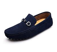 Lfzhjzc Mocassins à la Mode pour Hommes, Bout Rond en Daim, Mocassins légers pour Hommes, Faits à la Main, Chaussures de Conduite, Chaussures d'affaires (Color : Blue, Size : 46 EU)