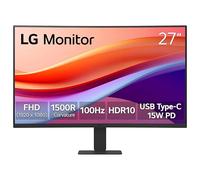 LG 27U421A-B Écran d'ordinateur incurvé Full HD (1920 x 1080) de 27 po, 100 Hz, 5 ms, HDR10, sans bordure à 3 côtés, interrupteur, HDMI, USB Type-C 15 W PD, support fin inclinable, noir