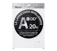 LG AI DD D4R9513TPWC Lave-Linge Sèche-Linge 13/7 kg Série R9 Lave-linge Sèche-linge 1400 tr/min TurboWash 360 Vapeur Steam+ et Anti-rides, Auto-dosage, Wi-Fi, Blanc