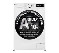 LG AI DD F2R3S09NSWB Slim Charging Machine à laver avant 9 kg Série R3, Classe A-10%, 1200 tr/min, Lavage à la vapeur, Lavage AI, Diagnostic intelligent, Autonome, Blanc