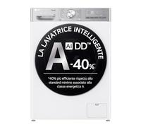 LG AI DD F4R9009TPWC Machine à laver classe A -40%, charge avant série R9, machine à laver 9 kg, 1400 tours, AI Wash, TurboWash 360, lavage à vapeur avec anti-plis, Wi-Fi, sans installation, blanc