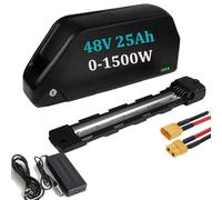 (LG/Cell) Batterie de vélo 48V 25Ah Batterie Ebike - Shark Batterie Lithium-ION pour 1500W 750W 1000W Kit de Roue de Conversion pour Moteur de moyeu arrière Avant Ebike(5 épingles)