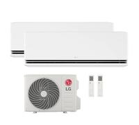 LG Climatiseur Double Split DualCool Deluxe WiFi 9000 + 9000 Btu, Clim Dual Split avec Pompe à Chaleur Inverter R32 2 Unités Intérieures et 1 Extérieure, Blanc