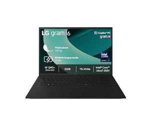 LG Gram 16Z90RU-G.AA55F - PC Portable 16" 1199g, écran DCI-P3 99% QHD+ Format, Intel® Evo™ i5-1334, RAM 16Go, SSD 512Go NVMe, Intel Iris XE Graphics, Win 11 Home Plus, Noir Obisidien