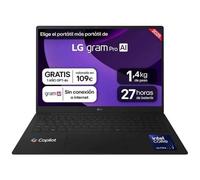 LG gram Pro 16Z90TR-E.AD88B Ordinateur portable 16", Windows 11, Intel Core Ultra7 255H, 32 Go RAM, 1 To SSD, Nvidia RTX5050, écran IPS, (2560 x 1600), 1 360 g, 27 heures, noir