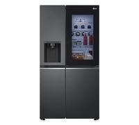 LG GSXV91MCLE, classe E, 635 l, réfrigérateur côte à côte avec InstaView, Total No Frost avec congélateur, distributeur de glace pilée et d'eau avec UVnano, DoorCooling+, LINEARCooling, Wi-Fi, noir
