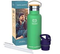LG Luxury & Grace Gourde Isotherme en Acier Inoxydable 500 ml. Bouteille d'Eau Réutilisable avec Paille. Thermos avec Ètui en Néoprène. Bouteille Isotherme à Double Paroi & Sans BPA.