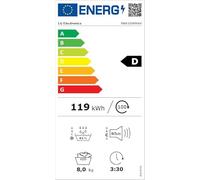 LG RNA1008NWK, Séchoir 8kg Pompe à chaleur, Série A1 Classe D, 8 programmes, 3 niveaux de séchage, capteur de séchage