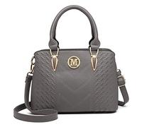 LG6865 Miss Lulu Sac à bandoulière aspect cuir tressé Gris