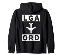 LGA à ORD Airplane Route Airport Code New York Chicago Sweat à Capuche