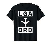 LGA à ORD Airplane Route Airport Code New York Chicago T-Shirt