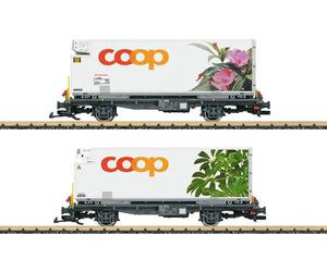 LGB L45885 Ensemble de wagons à conteneurs « Coop® » de la RhB