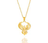 LGBBTI Collier Pendentif Oiseau de Feu Phoenix pour Femme en Acier Inoxydable Bijou Tendance, Or