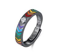 LGBT Bague arc-en-ciel pour homme en argent sterling 925 avec inscription « Love is Love » Cadeau pour les amoureux du même sexe (#10), taille unique, Argent sterling, Zircone