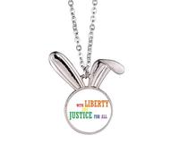 LGBT Collier avec pendentif drapeau arc-en-ciel et justice lapin