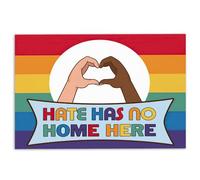 LGBT Paillasson LGBT Pride Support Cadeau Coeur Main signe Hate No Home Rainbow Welcome Tapis antidérapant Tapis drôle Salle de bain Cuisine Porche Entrée 40 x 60 cm