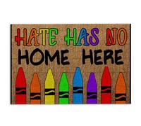 LGBT Paillasson LGBT Support LGBTQ Love Is Love Pride Hate Has No Home Here Welcome Tapis antidérapant drôle Salle de bain Cuisine Porche Entrée 40 x 60 cm